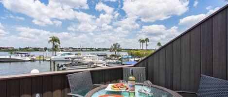 Real view from your private balcony of the intracoastal bay & private docks