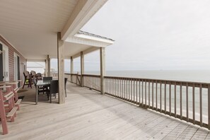 Beautiful views of the beach and ocean on Dauphin Island. The private home has covered and uncovered space on the deck.