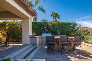Large Professional BBQ and Island overlooking Golf Course and Mountains