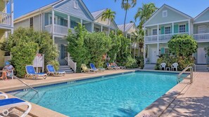 There are plenty of chaise lounges surrounding the pool...