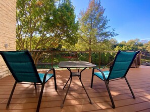 Seating overlooking the Comal River
