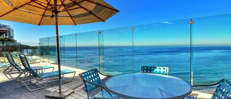 Ocean view deck in front of condo