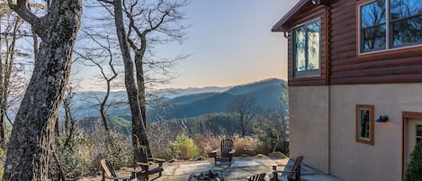 Lower level outdoor seating with fire pit