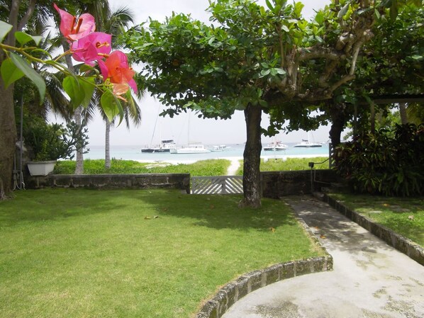 Garden leading to path to open beach