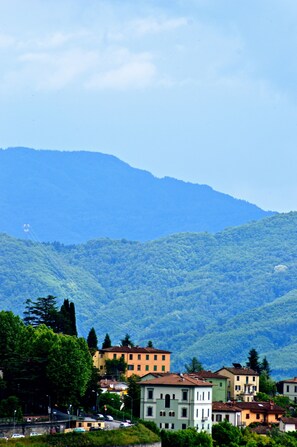 the house sits high up in the town, offering a   wonderful view