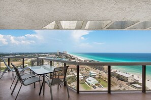 The huge balcony has access from both bedrooms, the living room, and kitchen!