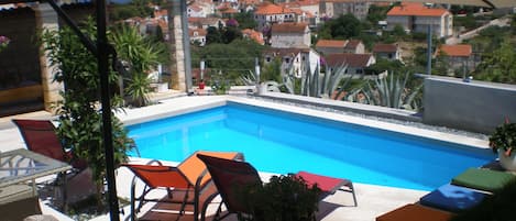 Pool [22m2] with panoramic view of Sutivan, Brac Channel and mainland!