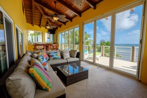 Casa De Bonita enclosed upper deck with an amazing beach view