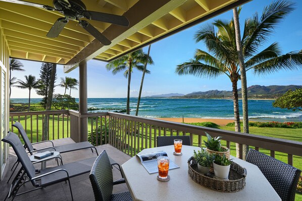 Relax on the lanai and enjoy the view and sounds of the ocean
