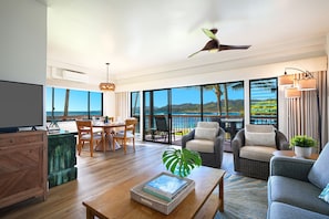 Enjoy the ocean view from the living area