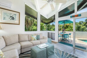 Living area has access to lanai area