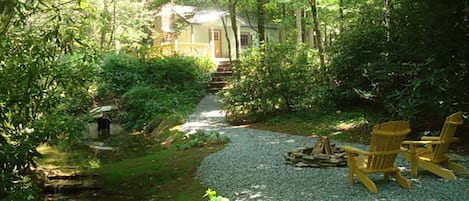 Walkway to fire pit and water