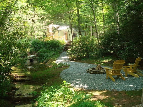 Walkway to fire pit and water