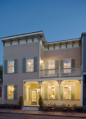 Evening shot of the Main House on Congress Street overlooking Washington Square.