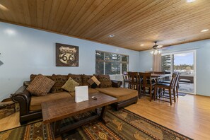 Living Room. - Living Room with Wood Burning Fireplace and flat screen TV with plenty of comfy seating.