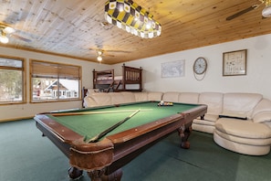 Game Room! - Large Game Room comes with Full corner couch for MANY, Large Pool Table, foosball table, Wet Bar and even extra sleeping (bunk bed, Twin over Queen Bunk Bed.)