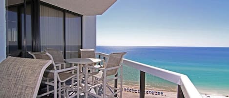 The balcony runs the length of the condo and has awesome views of the Gulf & Bay