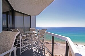 The balcony runs the length of the condo and has awesome views of the Gulf & Bay