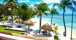 Beach below balcony -
Private Palapas