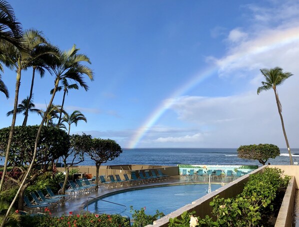 View of ocean and pool from the lanai
