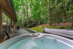 Soak in the private hot tub after a full day of hiking and exploring the area.
