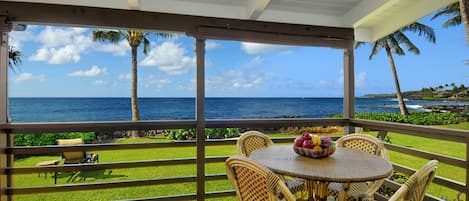 Hale Ulili at Poipu - Oceanfront Covered Dining Lanai - Parrish Kauai