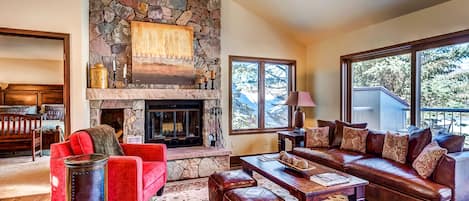 Living Room - Living Room With Wood Burning Fireplace