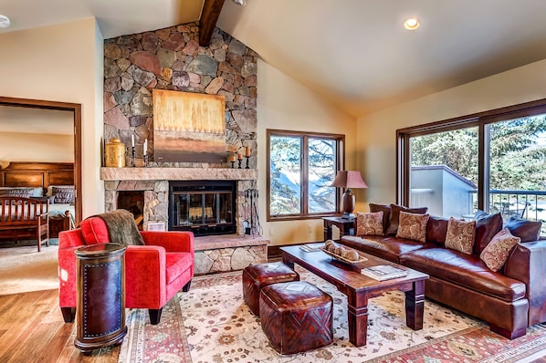 Living Room - Living Room With Wood Burning Fireplace