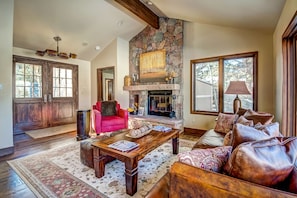 Living Room - Living Room With Wood Burning Fireplace