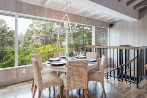 Great Room Dining area with Distant Ocean Views