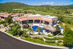 Aerial view of villa and golf course