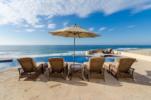 Beachfront pool and Jacuzzi