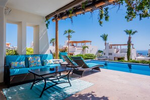 Outdoor seating on the patio