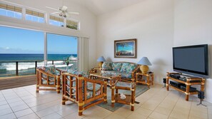 Hale Kilo Kilo at Kukuiula Bay - Oceanfront Living Room - Parrish Kauai