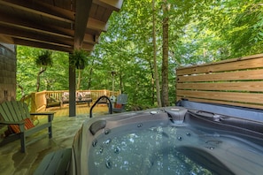 Private hot tub on the lower level patio.