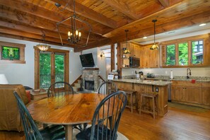 Open living and dining area.