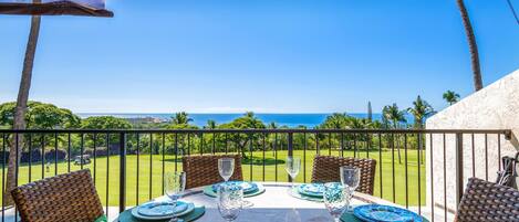 Views of the Golf Course and Ocean from the Lanai at Kona Hawai'i Vacation Rentals