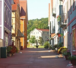 Stoudtburg Village; Bavarian Village with shops located on the bottom floor.