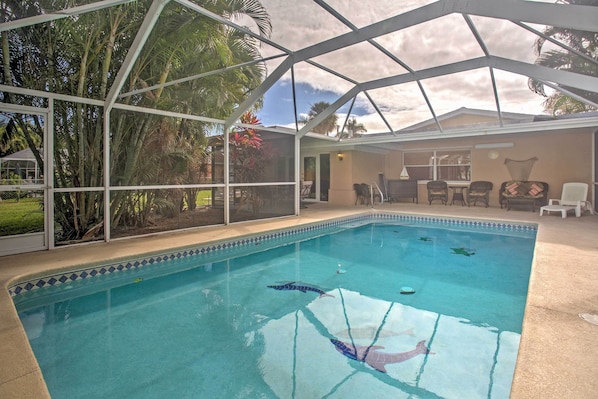 When you're not out and about, splash around in the covered pool.