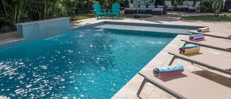 Salt Water Pool with cascading Waterfall