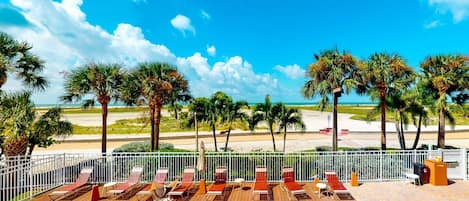 Private Beachfront Balcony Overlooking the Resort Lounge Area and the Treasure Island Beach