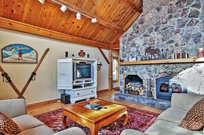 Living Room | Stone Wood-Burning Fireplace