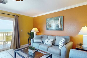 Comfortably furnished two bedroom beachfront corner unit