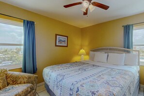 King size bed in the master bedroom