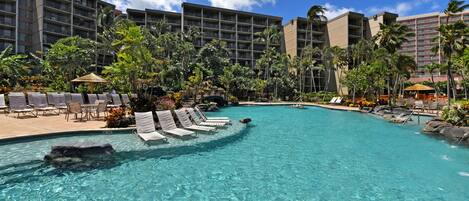 Newly renovated fresh water garden pools