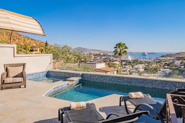 Poolside patio with Cabo view