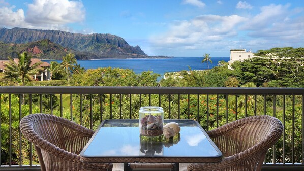 Hanalei Bay Resort #32012 - Ocean & Bali Hai Mountain View Dining Lanai - Parrish Kauai