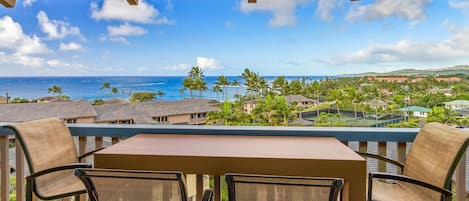 Nihi Kai Villas at Poipu #832 - Covered Ocean View Dining Lanai - Parrish Kauai