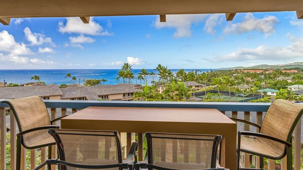 Nihi Kai Villas at Poipu #832 - Covered Ocean View Dining Lanai - Parrish Kauai