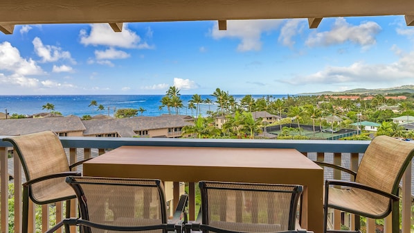 Nihi Kai Villas at Poipu #832 - Covered Ocean View Dining Lanai - Parrish Kauai